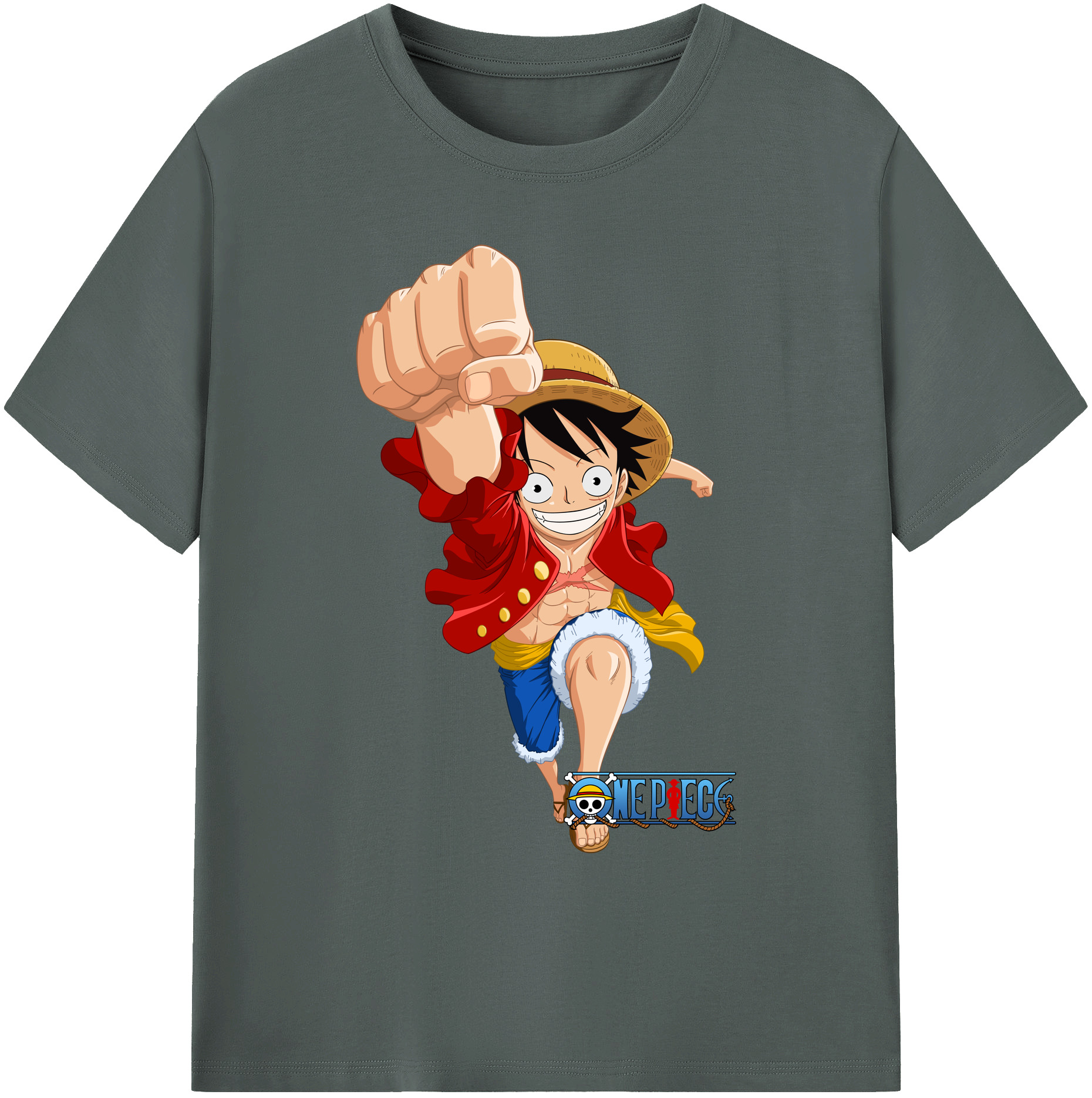 ワンピース モンキー・D・ルフィ ONE PIECE Monkey D. Luffy 綿100％ メンズ半袖Tシャツ｜肌触りやわらか＆通気性